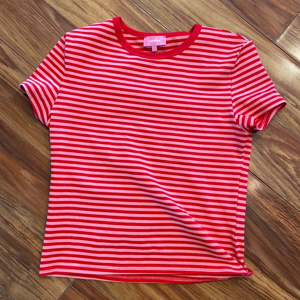 Edikted Red and Pink Baby Tee